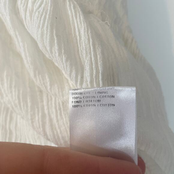 Chloe Ready to Wear White Plisse Ruffled Top Sz 42 XL 100% Cotton Blouse Gauzy - Picture 5 of 8